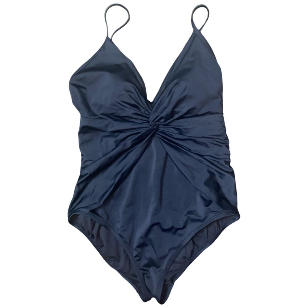 Sz.XL (16-18)*Time And Tru*Black One-Piece Swimsuit--Criss-Cross Back